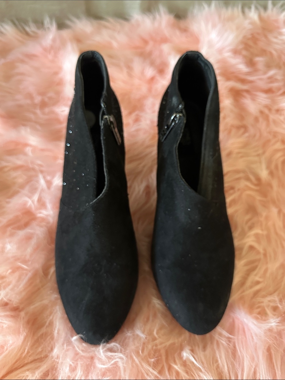 Jones New York Black Suede Ankle Booties with Side Zip
